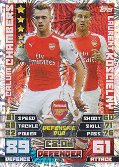 Chambers Koscielny Arsenal 2014/15 Topps Match Attax Duo #401